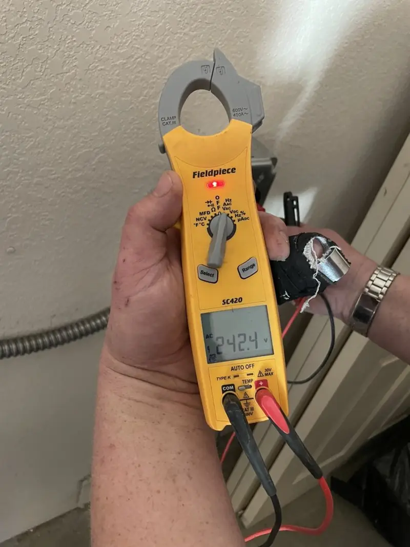 Voltage testing with clamp meter during Generator Installation in Milpitas